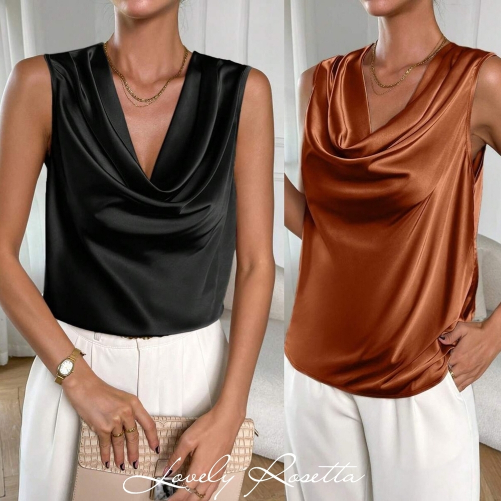 Styliah Women's Black Drape Top